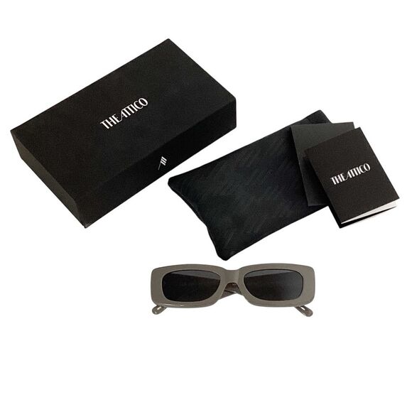 THE ATTICO x LINDA FARROW Mini Marfa Taupe Rectangular Sunglasses